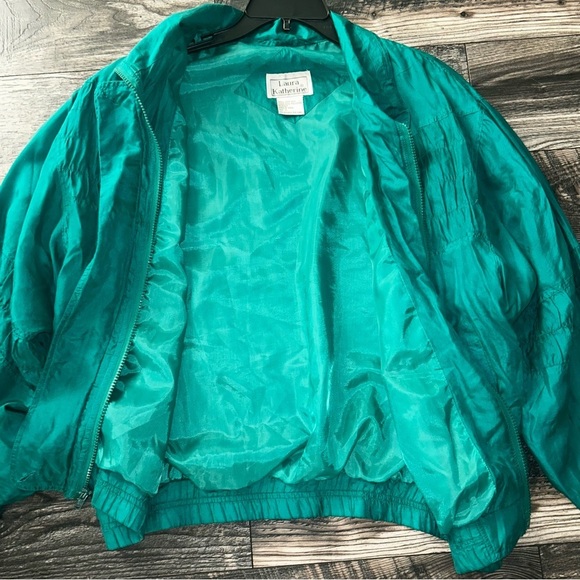 80’s Woman Vintage 100%Silk Lightweight Jacket Laura Katherine Gold Accent Large - Picture 3 of 4